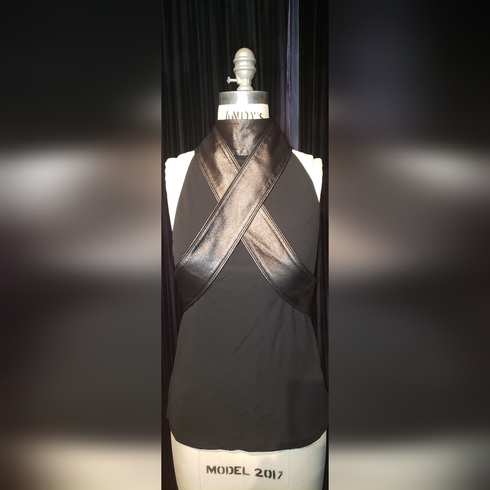 Tom Ford  Gucci 100% viscose 100% lambskin leather Black razor tank top  Bow 40 - Picture 3 of 16